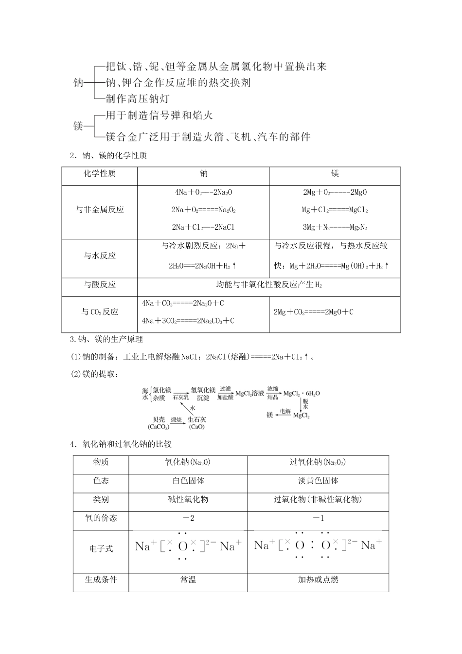 （浙江专版）高考化学大一轮复习 专题三 从海水中获得的化学物质 课时2 钠、镁及其化合物学案-人教版高三全册化学学案_第2页