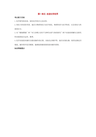 九年级化学第一单元《走进化学世界》复习学案.人教版