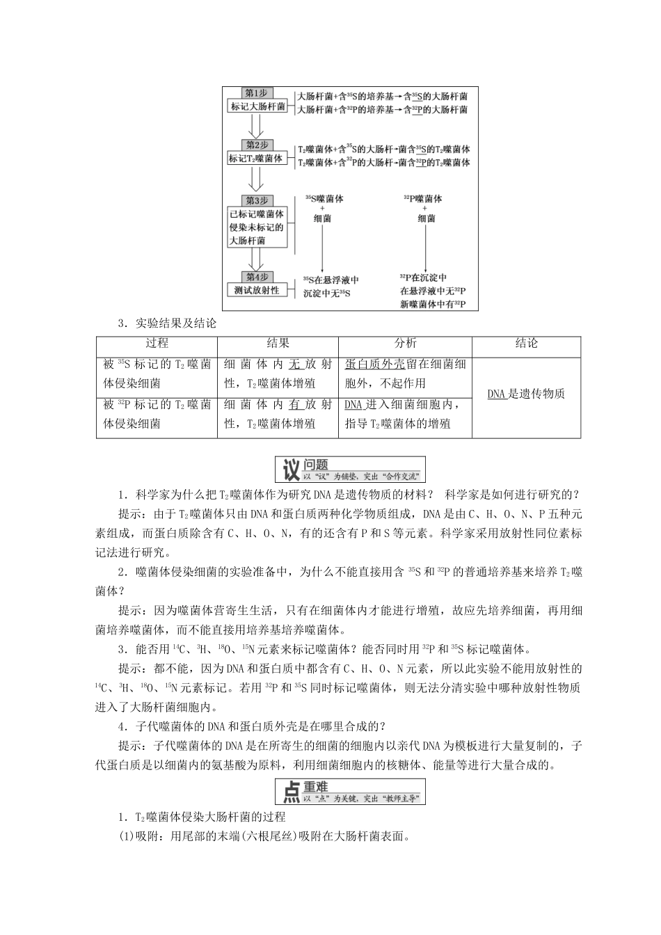 高中生物 第三章 遗传的分子基础 第一节 核酸是遗传物质的证据学案 浙科版必修2-浙科版高一必修2生物学案_第2页