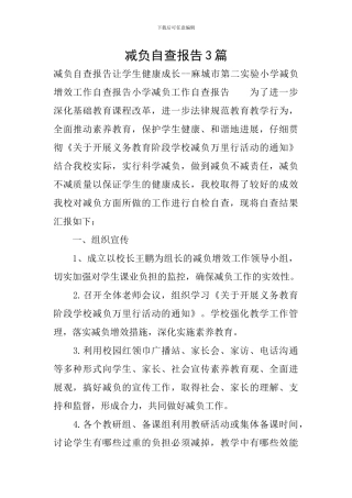 减负自查报告3篇