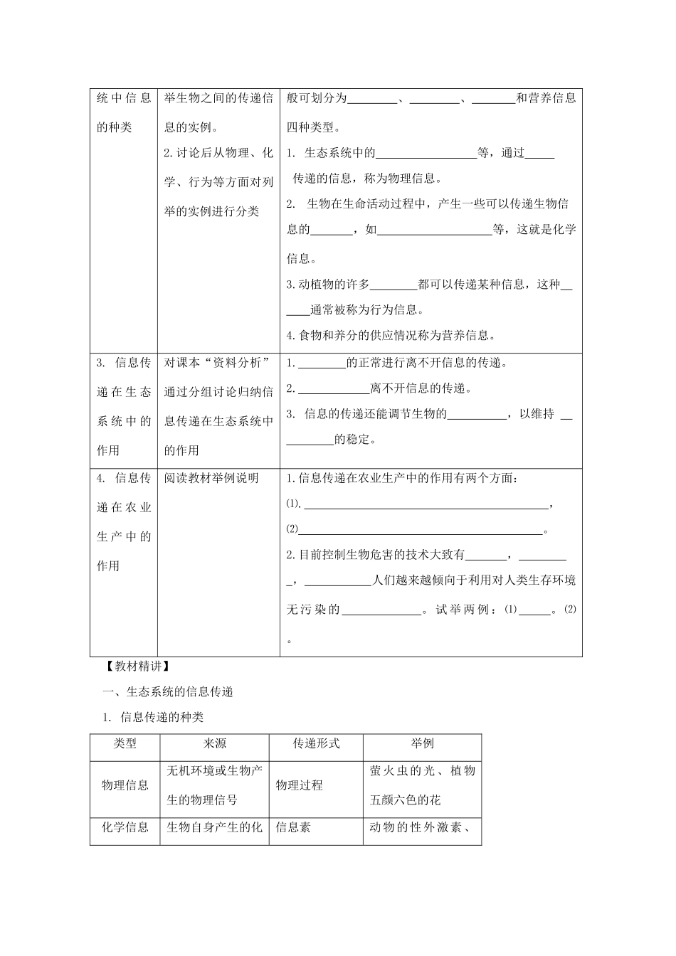高中生物 第五章 生态系统及其稳定性 第4节 生态系统的信息传递导学案 新人教版必修3-新人教版高二必修3生物学案_第2页