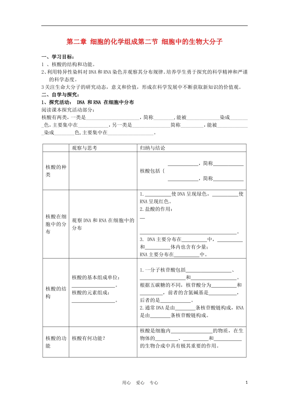 高中生物《细胞中的生物大分子》学案3 苏教版必修1_第1页