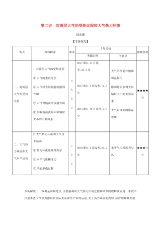 （5年高考3年模拟A版）浙江省高考地理总复习 专题三 第二讲 对流层大气的受热过程和大气热力环流学案（含解析）-人教版高三全册地理学案