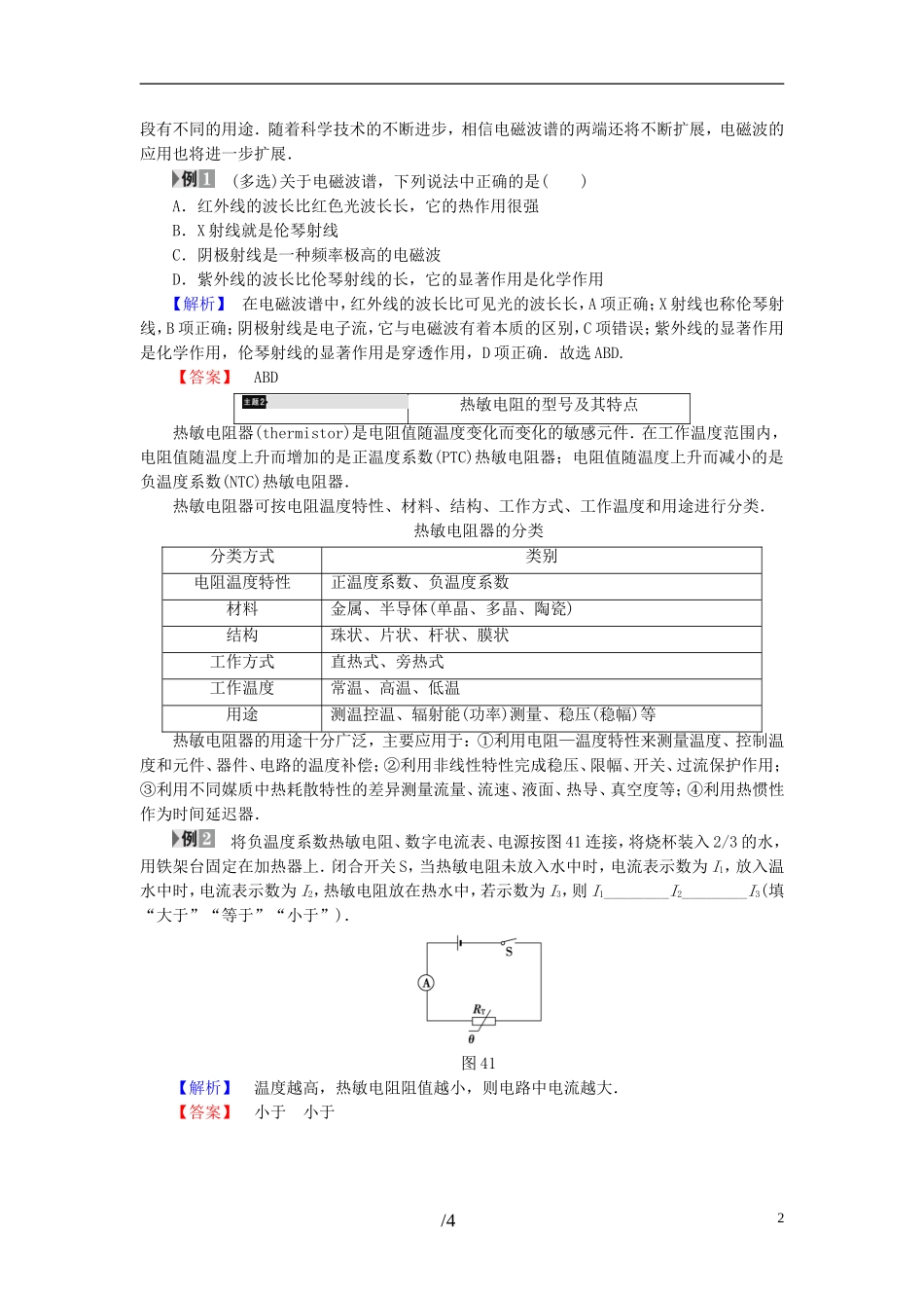 高中物理 第4章 电磁波与电信息技术章末分层突破教师用书 教科版选修1-1-教科版高二选修1-1物理学案_第2页