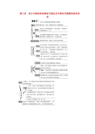 （江苏专版）高考历史一轮复习 模块一 政治文明历程 专题一 古代中国的政治制度 第2讲 君主专制政体的演进与强化及专制时代晚期的政治形态学案（含解析）人民版-人民版高三全册历史学案