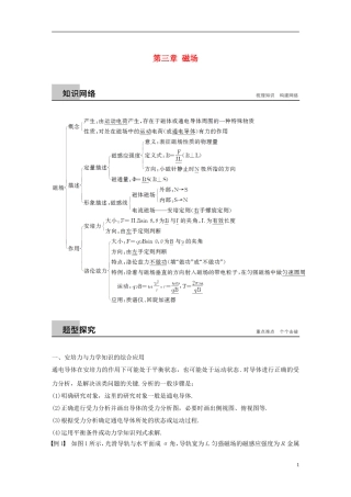 高中物理 第三章 磁场章末总结学案 新人教版选修3-1-新人教版高二选修3-1物理学案