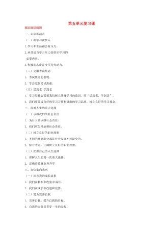 湖南省张家界市慈利县赵家岗土家族乡中学九年级政治全册 第五单元复习课 湘教版