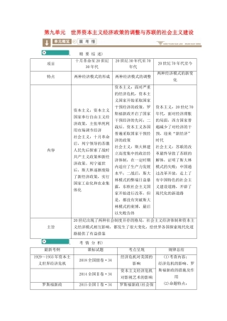 案）高考历史一轮总复习 第九单元 世界资本主义经济政策的调整与苏联的社会主义建设 33 空前严重的资本主义世界经济危机与罗斯福新政学案（含解析）-人教版高三全册历史学案