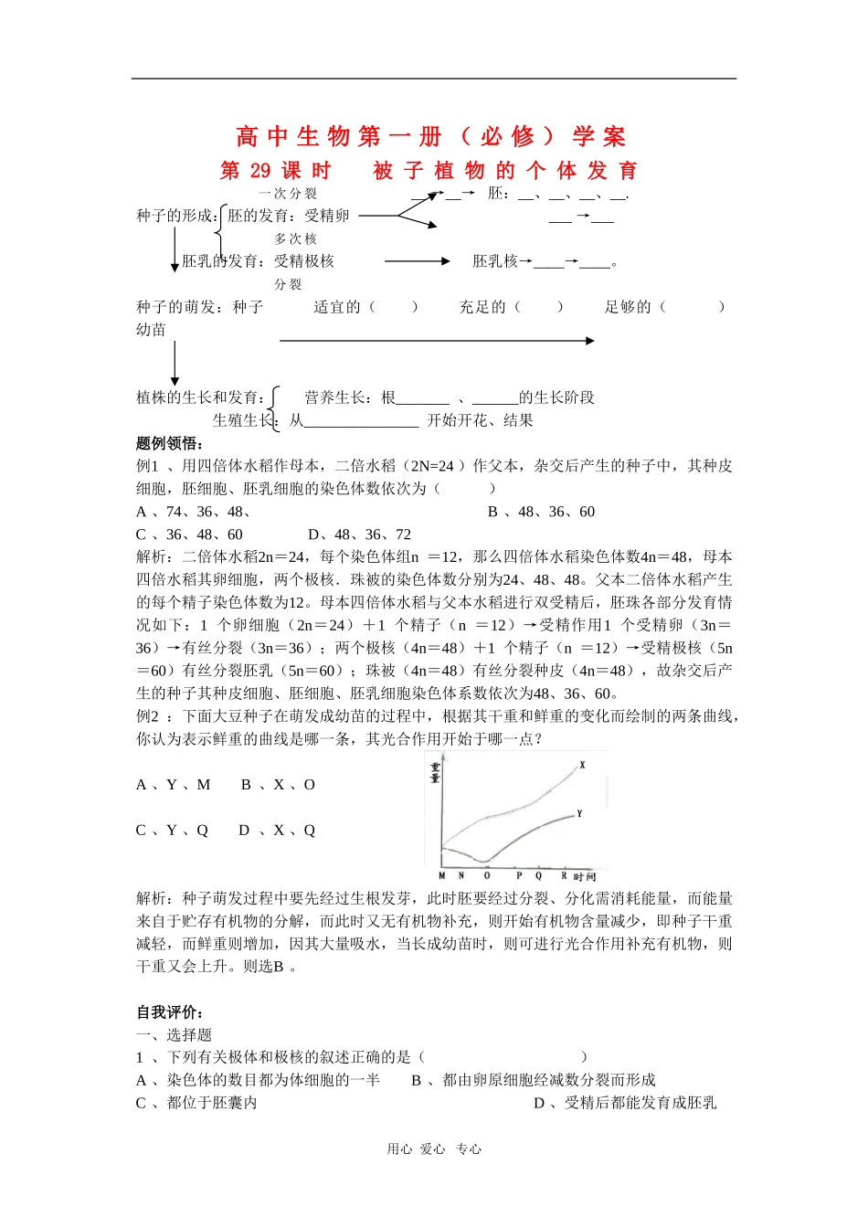 高中生物第一册学案：被子植物的个体发育_第1页