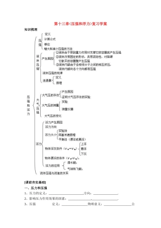 九年级物理第十三章_压强和浮力_复习学案人教版