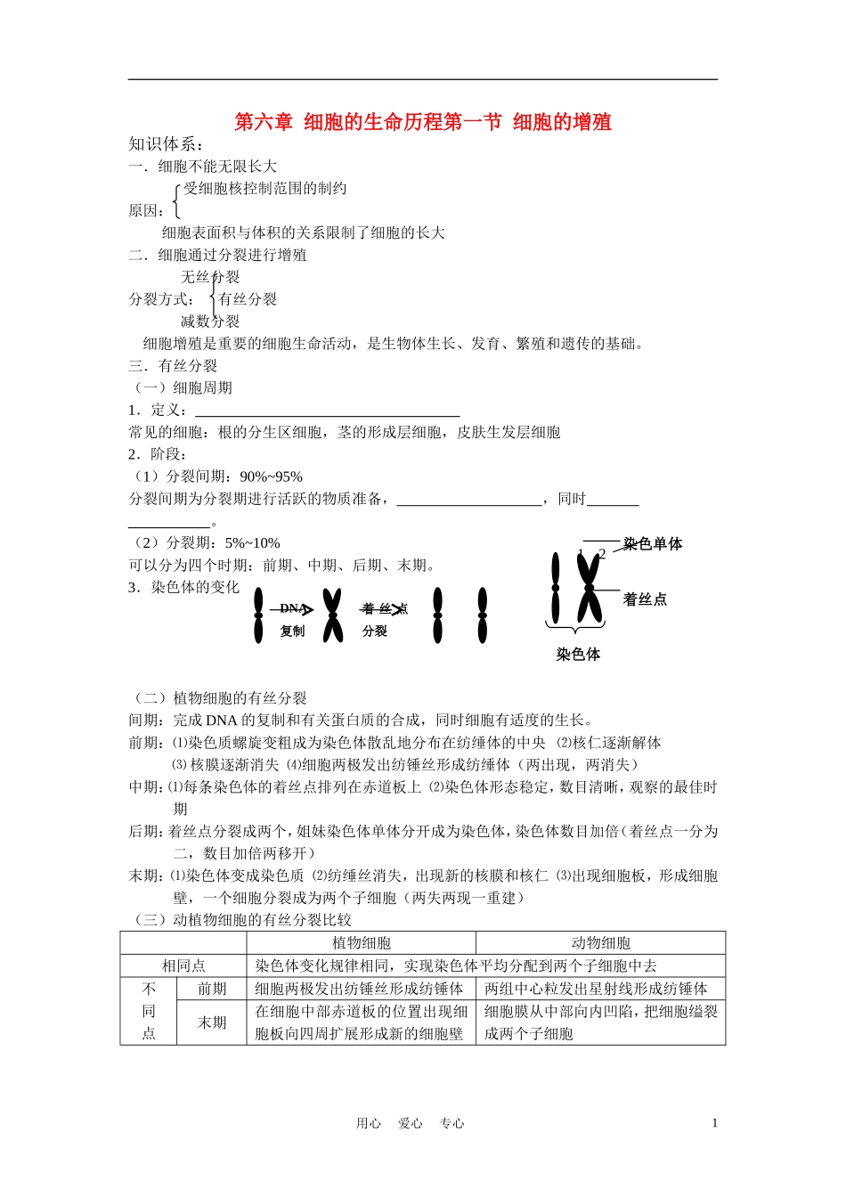 高中生物《细胞的增殖》学案1 新人教版必修1_第1页