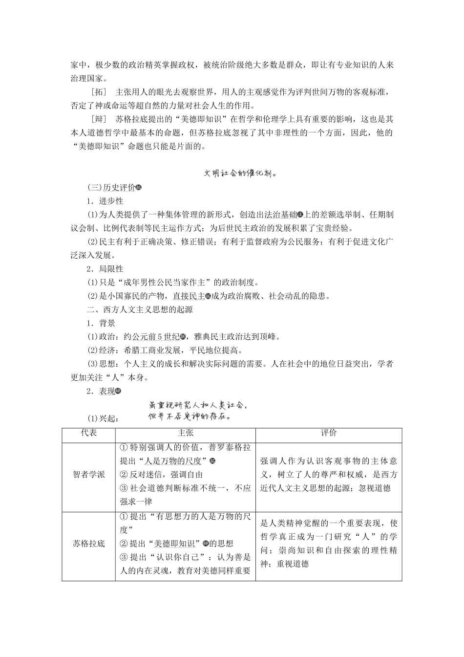 （通史版）高考历史一轮复习 第十单元 世界古代文明的产生与发展 第27讲 雅典民主政治与西方人文精神的起源学案（含解析）-人教版高三全册历史学案_第3页