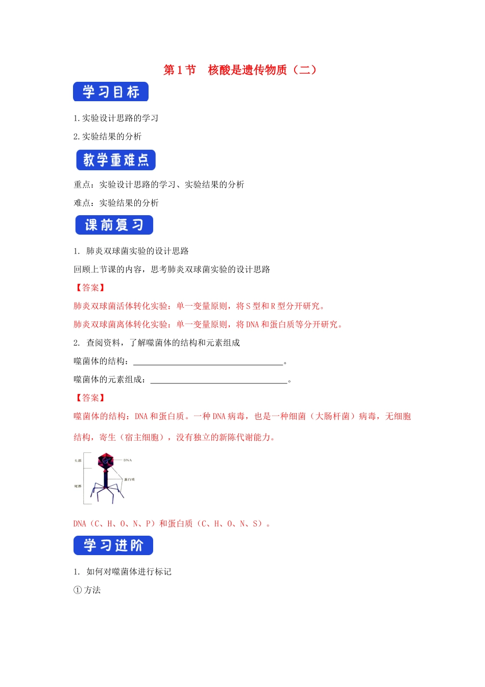 高中生物 第三章 遗传的分子基础 第一节 核酸是遗传物质学案（4）浙科版必修2-浙科版高一必修2生物学案_第1页