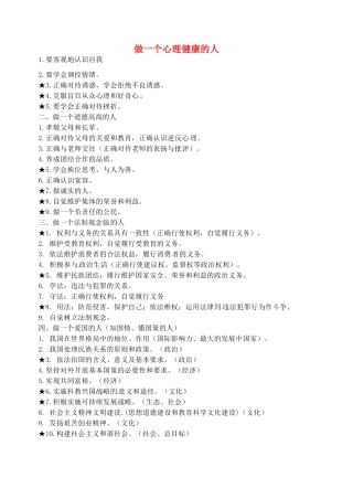 中考政治 核心观点复习讲学稿-人教版初中九年级全册政治学案