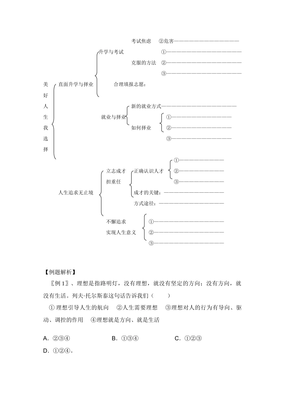 九年级思想品德 第四单元我们的未来不是梦复习学案 鲁教版_第3页