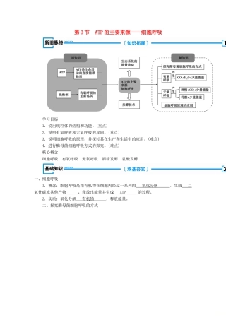 高中生物 第五章 细胞的能量供应和利用  第3节 ATP的主要来源——细胞呼吸学案 新人教版必修1-新人教版高一必修1生物学案