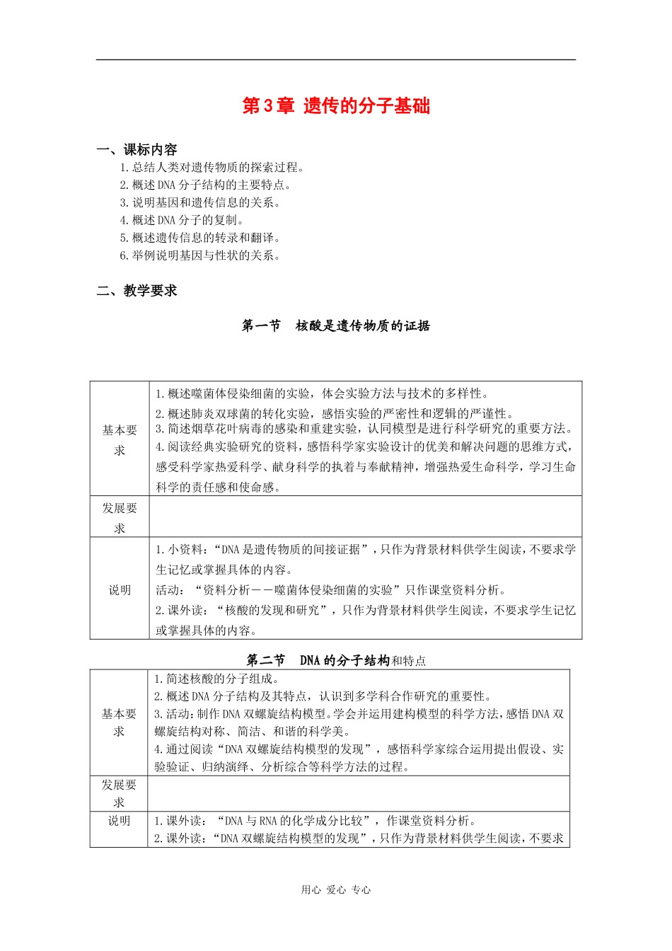 高中生物：第3章《遗传的分子基础》学案（1）（浙科版必修2）_第1页