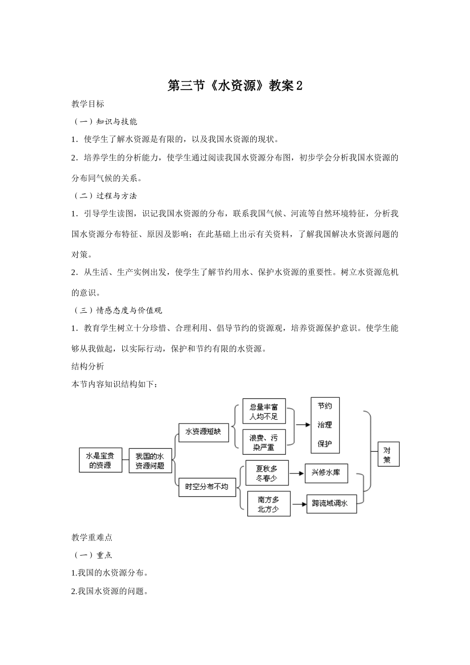 八年级地理上册：第三章第三节：水资源（学案）_第1页
