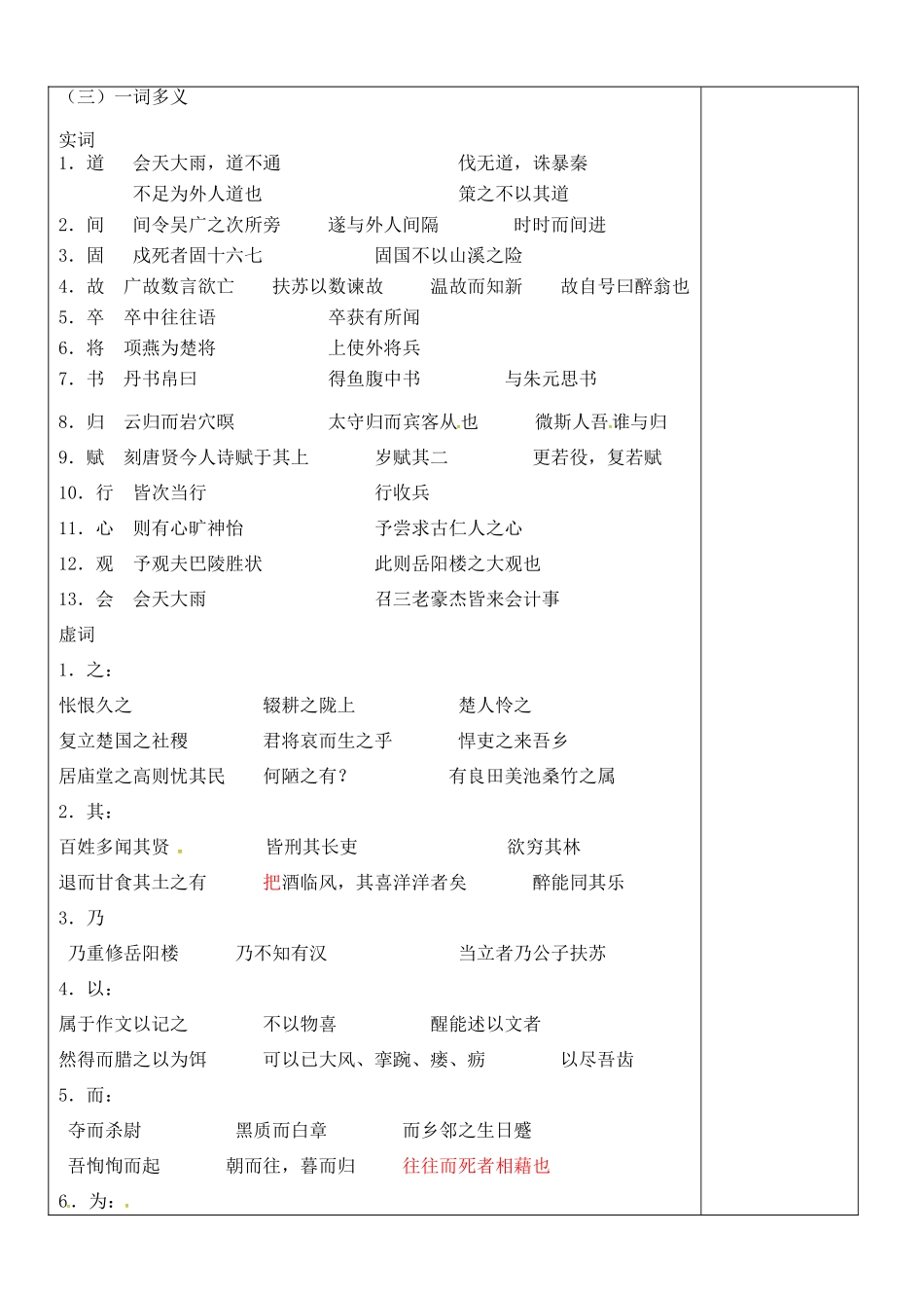 江苏省灌南县中考语文专项复习 文言文（九上）学案-人教版初中九年级全册语文学案_第2页