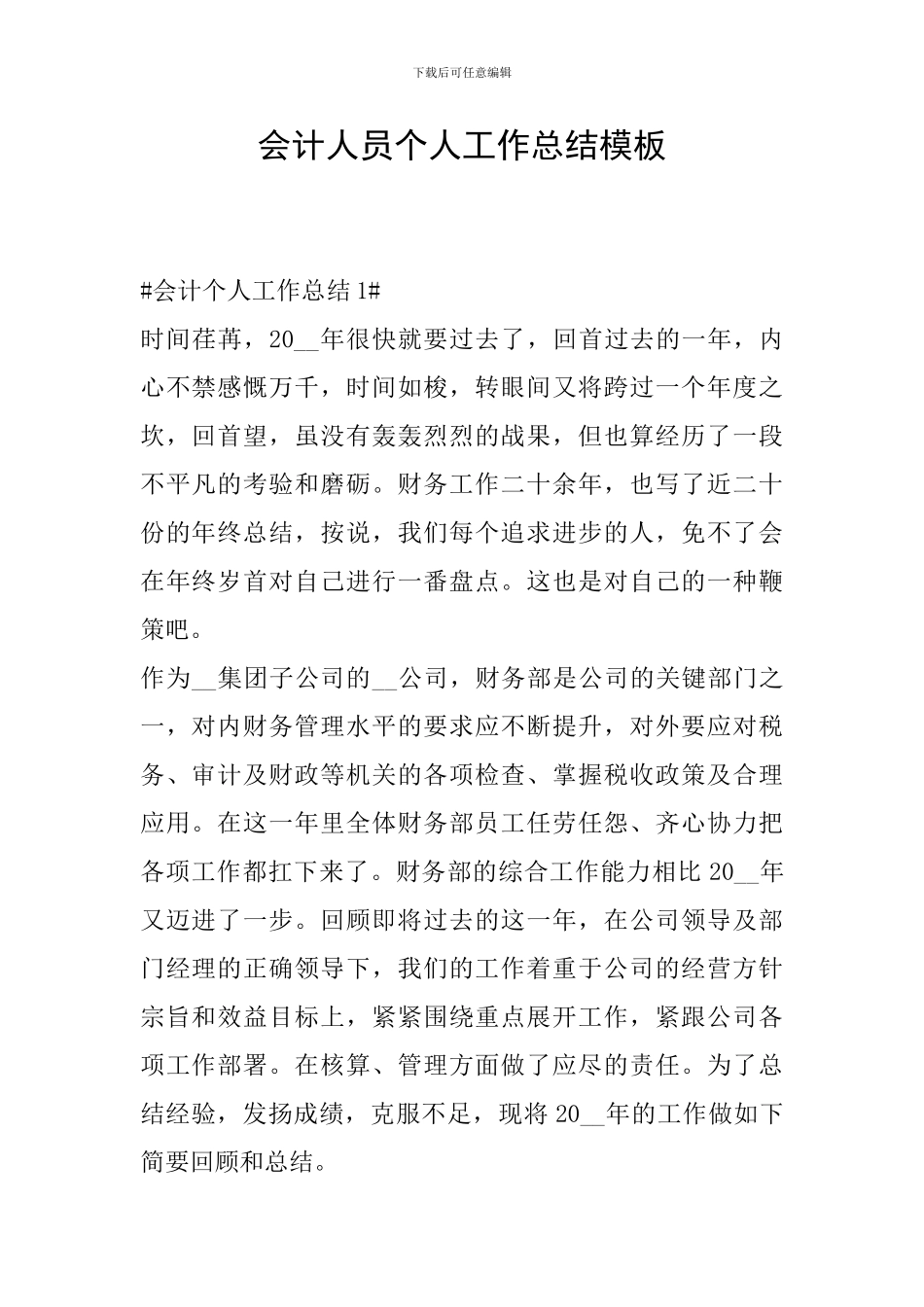 会计人员个人工作总结模板_第1页