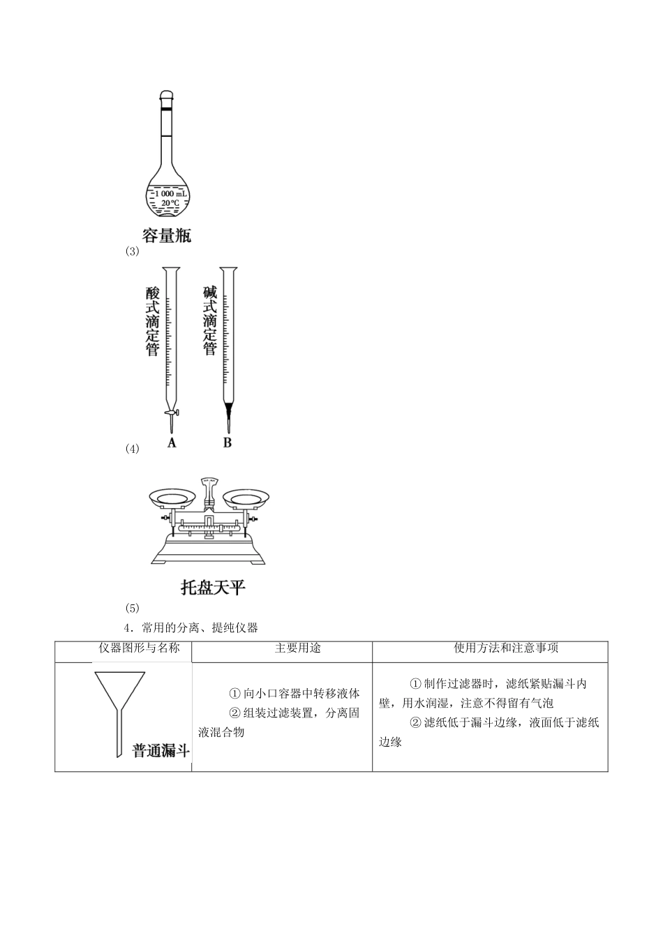 （通用版）高考化学微一轮复习 第1讲 化学实验常用仪器及基本操作学案-人教版高三全册化学学案_第3页