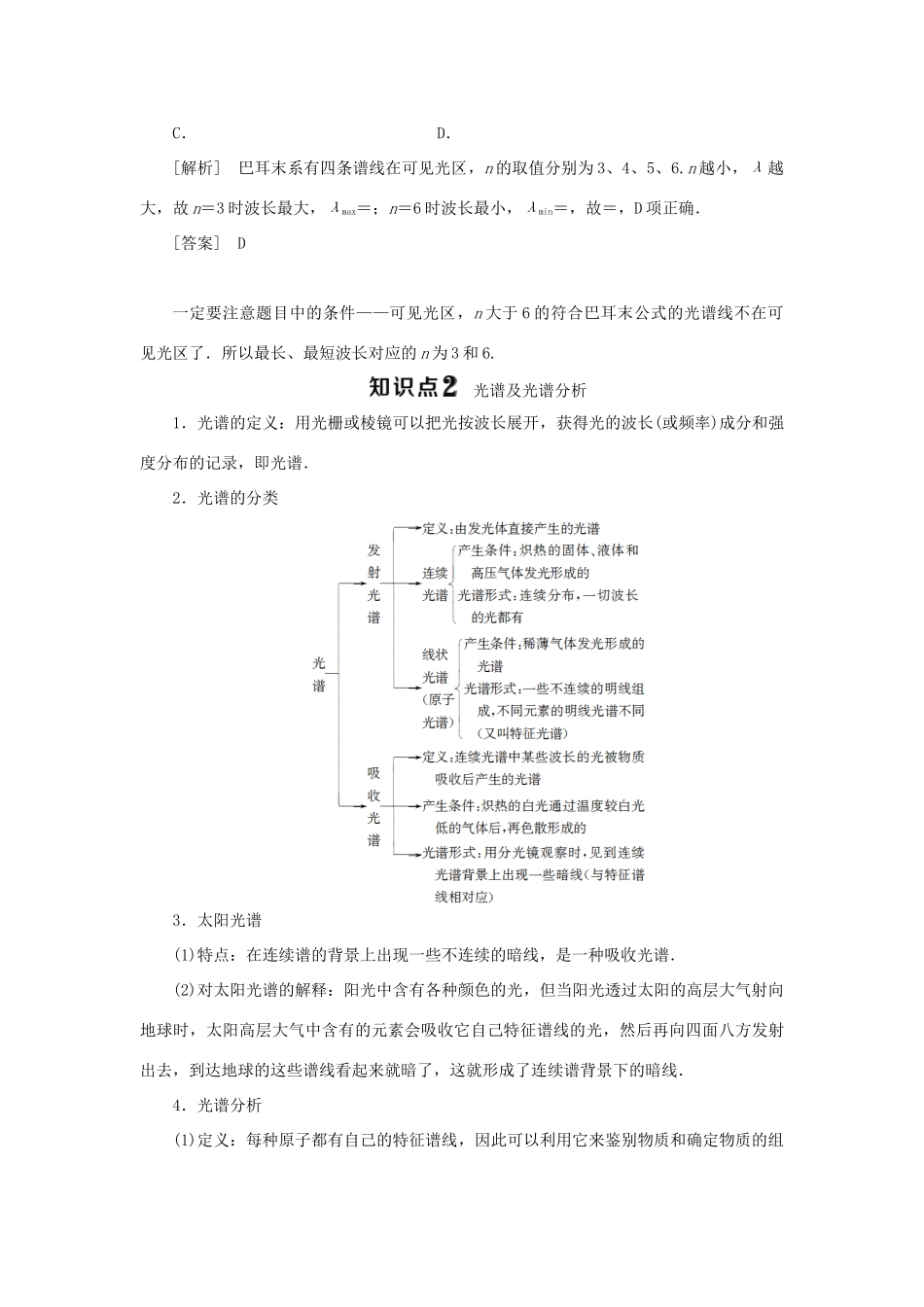 高中物理 第三章 原子结构之谜 第三节 氢原子光谱学案 粤教版选修3-5-粤教版高二选修3-5物理学案_第3页