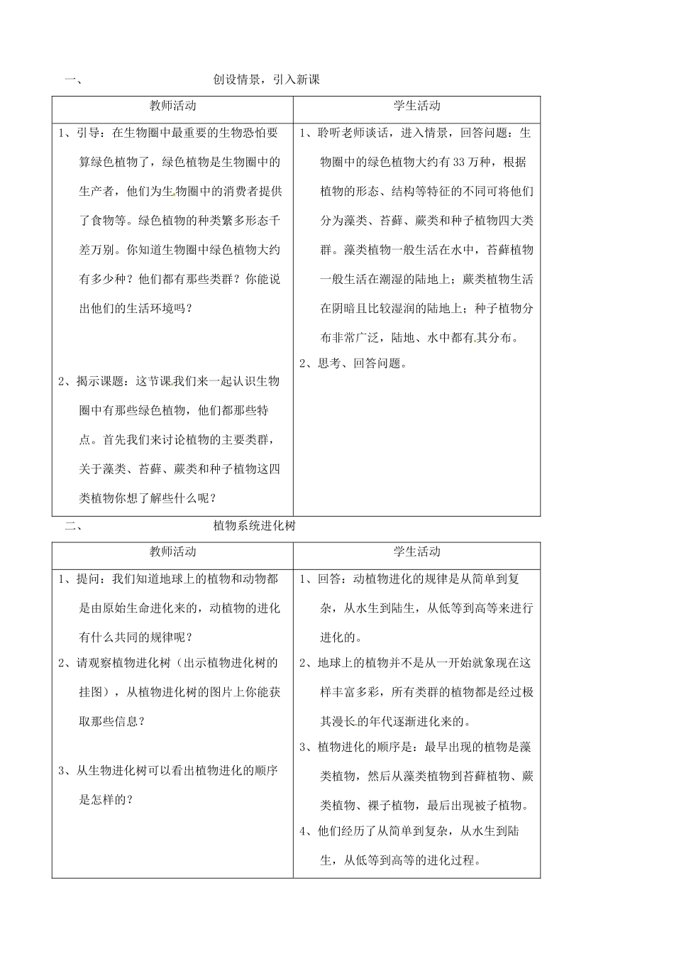 2013年春八年级生物下册《第二十二章 第二节 植物的主要类群》教案2 北师大版_第2页