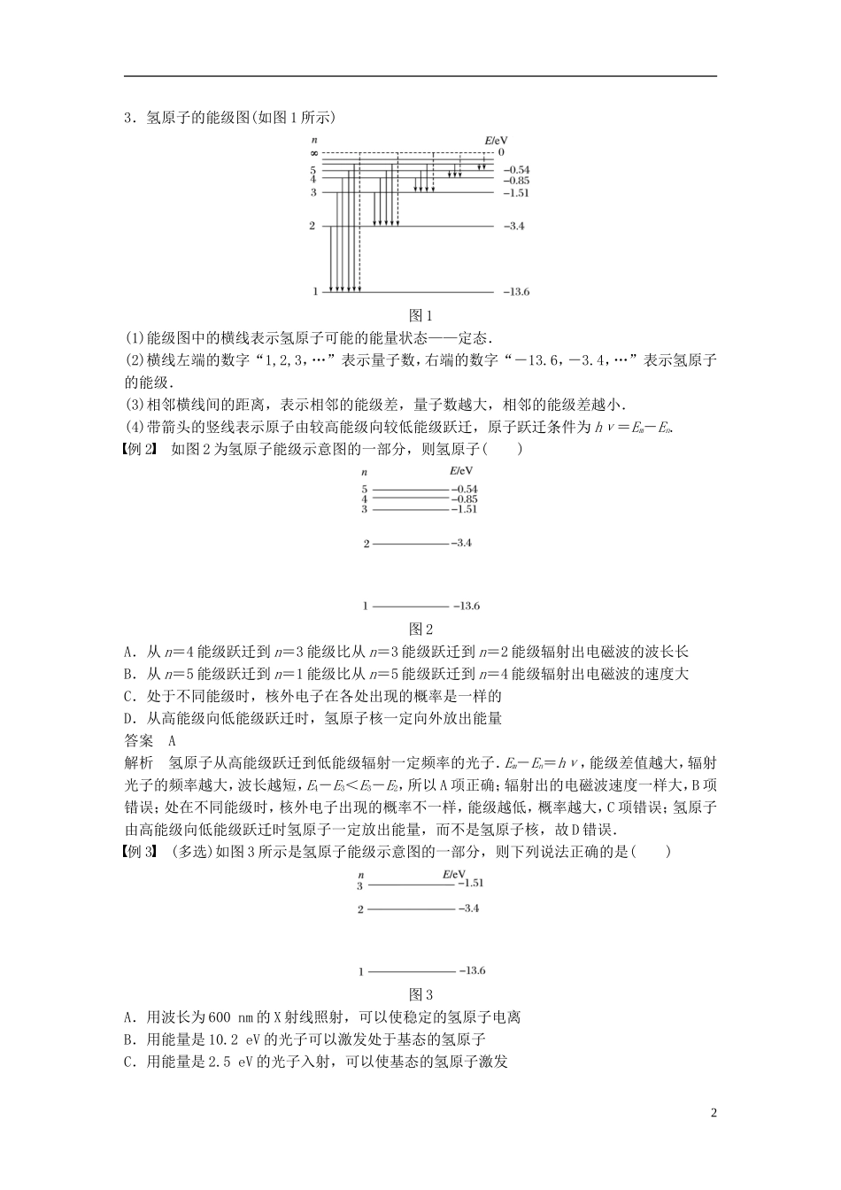 高中物理 第十八章 原子结构章末总结学案 新人教版选修3-5-新人教版高二选修3-5物理学案_第2页