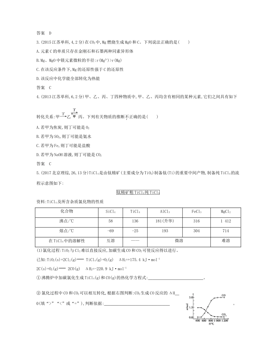 （A版）高考化学总复习 专题十五 无机非金属材料的主角——碳和硅学案-人教版高三全册化学学案_第3页