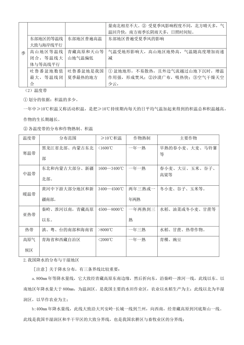 八年级地理上册 中国的气候学案及答案 湘教版_第2页