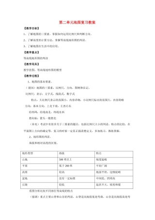 七年级地理上册第二单元 地图复习题（学案）商务星球版