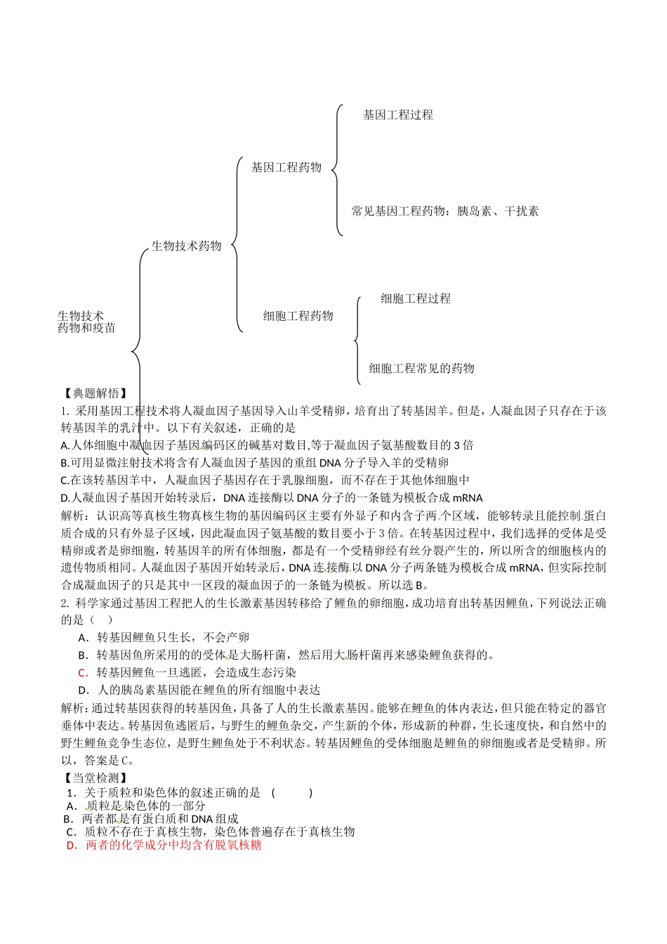 高中生物：33《生物技术药物与疫苗》学案新人教版选修2_第2页
