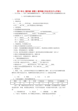 湖北省枝江市问安镇初级中学九年级化学下册 第十单元 酸和碱 课题2 酸和碱之间会发生什么学案2（无答案） 新人教版