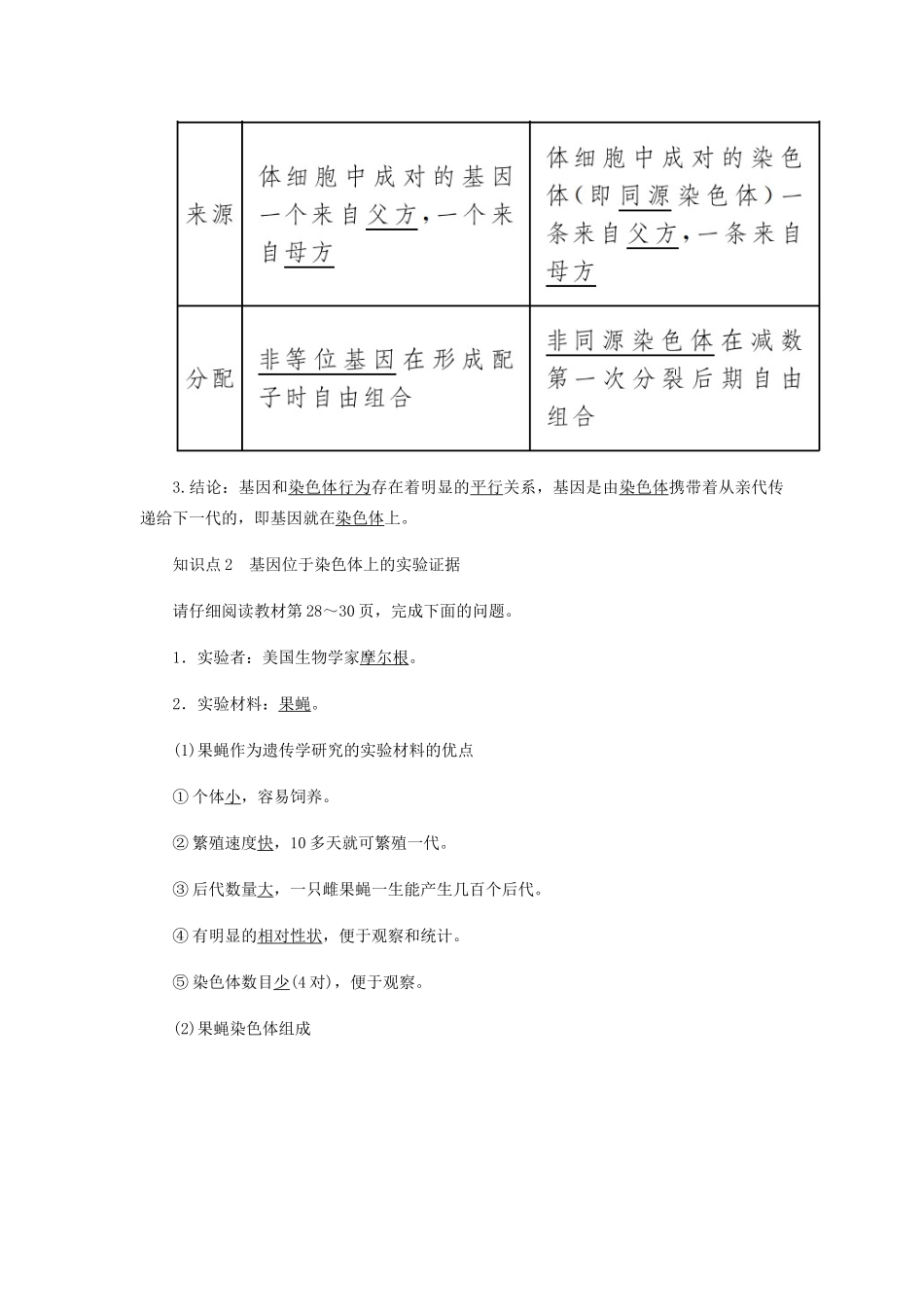 高中生物 第二章 基因和染色体的关系 2 基因在染色体上学案 新人教版必修2-新人教版高一必修2生物学案_第2页