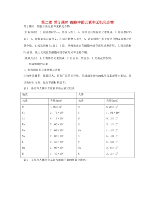 高中生物 第二章 第2课时 细胞中的元素和无机化合物课时作业 苏教版必修1-苏教版高一必修1生物学案