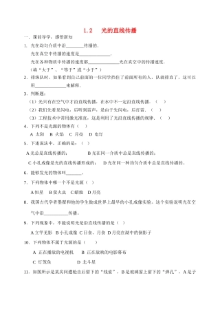 八年级物理上册 3.3光的直线传播学案 苏科版