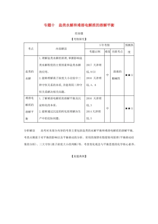 （A版）天津市高考化学一轮复习 专题十 盐类水解和难溶电解质的溶解平衡教师用书-人教版高三全册化学学案