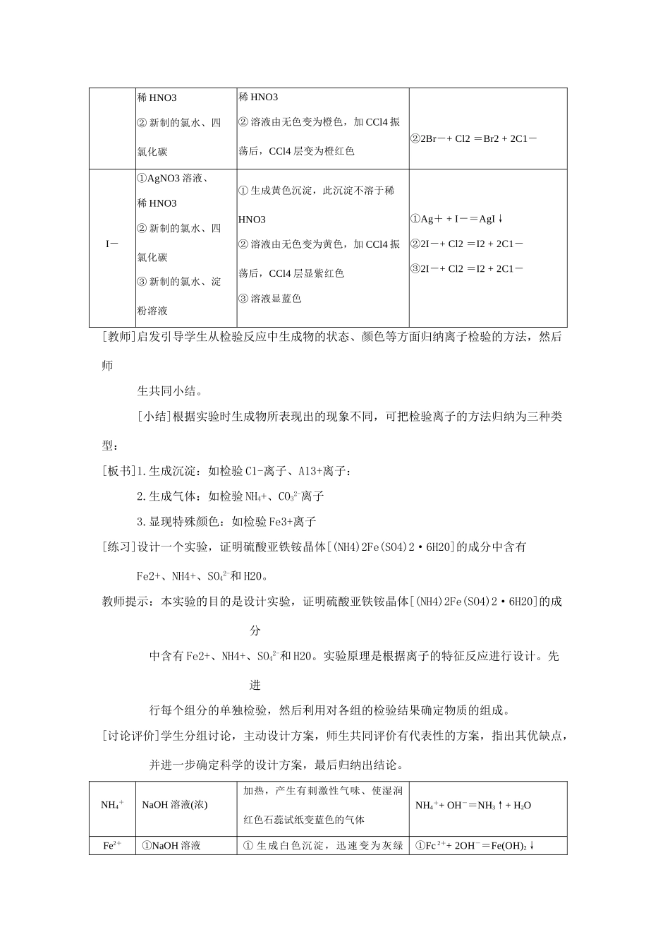第三节 物质检验实验方案的设计教案_第3页