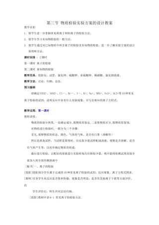 第三节 物质检验实验方案的设计教案
