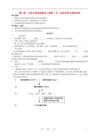 高中生物 第六章第1节杂交育种与诱变育种导学案 新人教版必修2