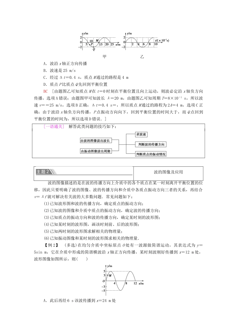 高中物理 第3章 机械波 章末综合提升学案 新人教版选择性必修第一册-新人教版高中选择性必修第一册物理学案_第2页