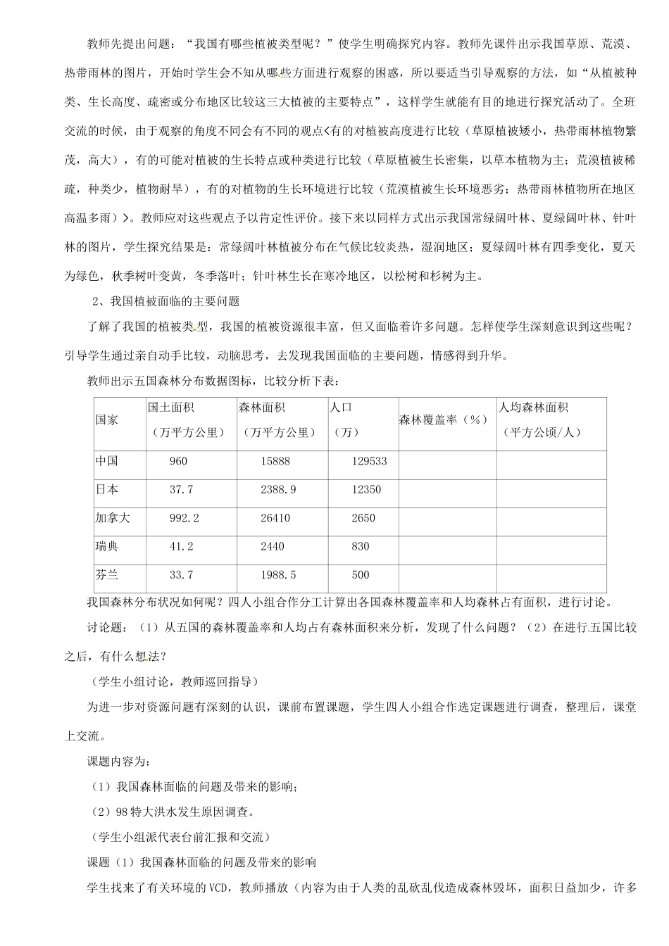 2013年七年级生物下册《第三单元 第六章 爱护植被,绿化祖国》说课稿 鲁科版_第2页