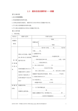 高中生物《遗传信息的携带者--核酸》学案6 新人教版必修1