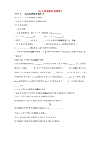 山东省垦利县黄河口镇中学八年级物理上册《6.3 测量物质的密度》讲学稿 （新版）新人教版