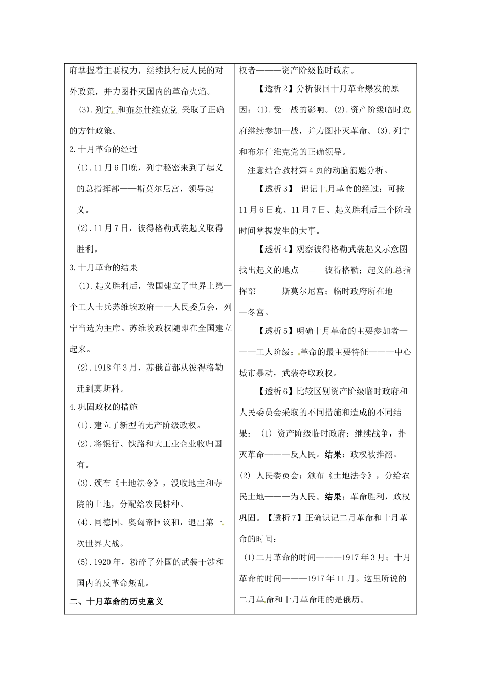 九年级历史下册 1.1《俄国十月革命》学案 岳麓版_第2页