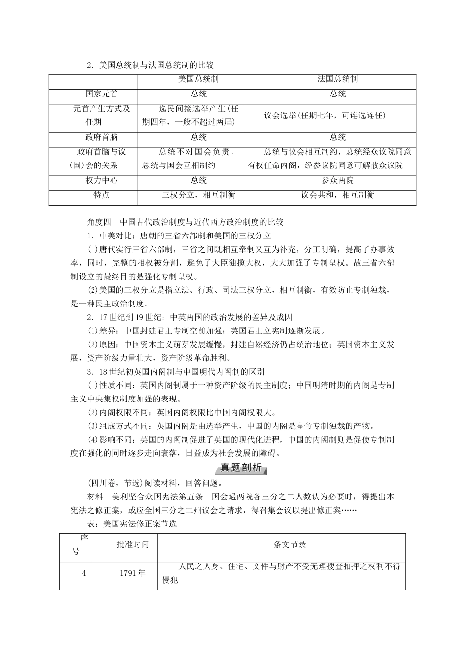 （全国通用版）高考历史大一轮复习 第二单元 古代希腊罗马和近代西方的政治制度 高考必考题突破讲座2 西方民主政治的统一性与多样性学案-人教版高三全册历史学案_第3页