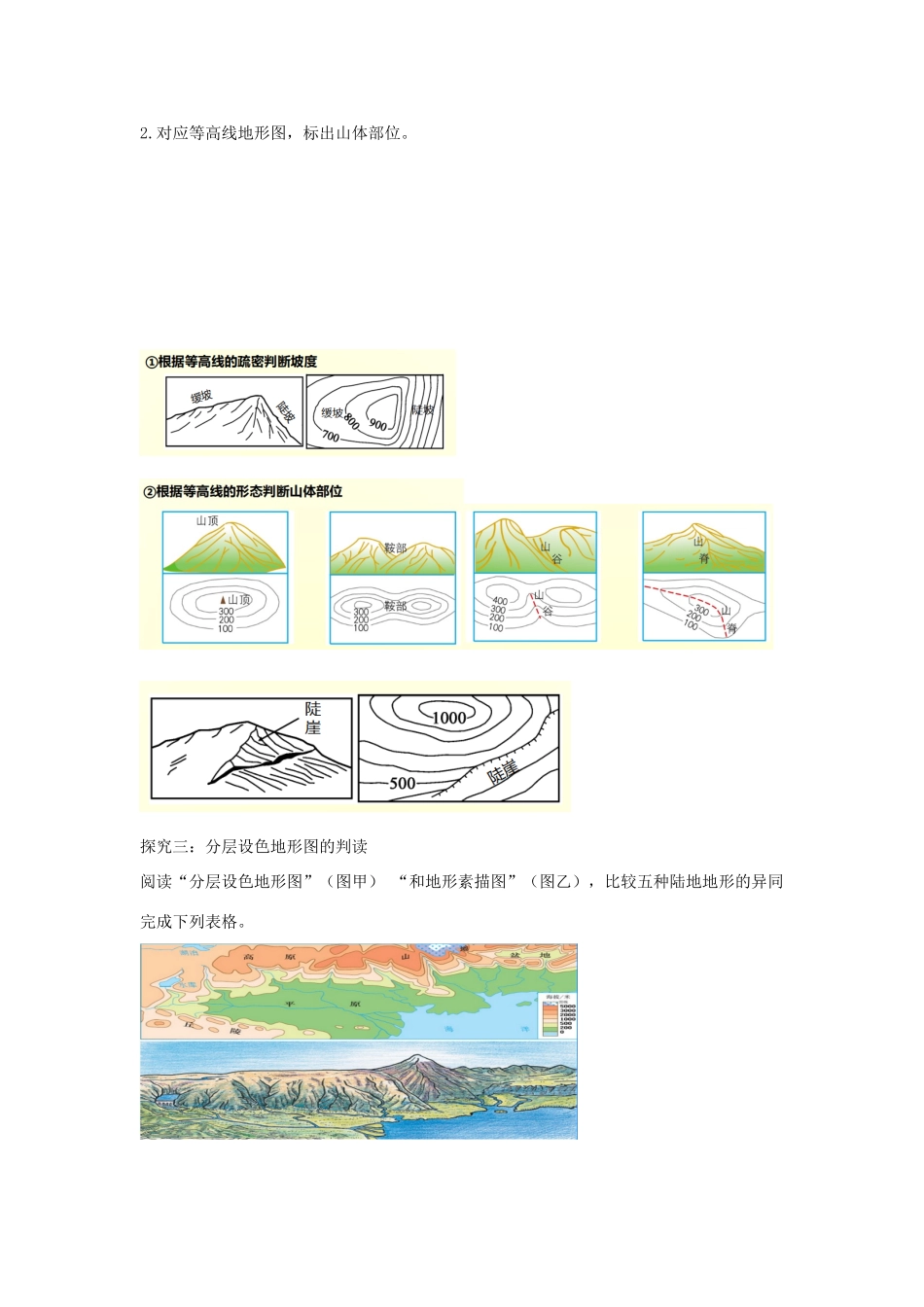 河南省七年级地理上册 1.4地形图的判读学案 （新版）新人教版-（新版）新人教版初中七年级上册地理学案_第3页