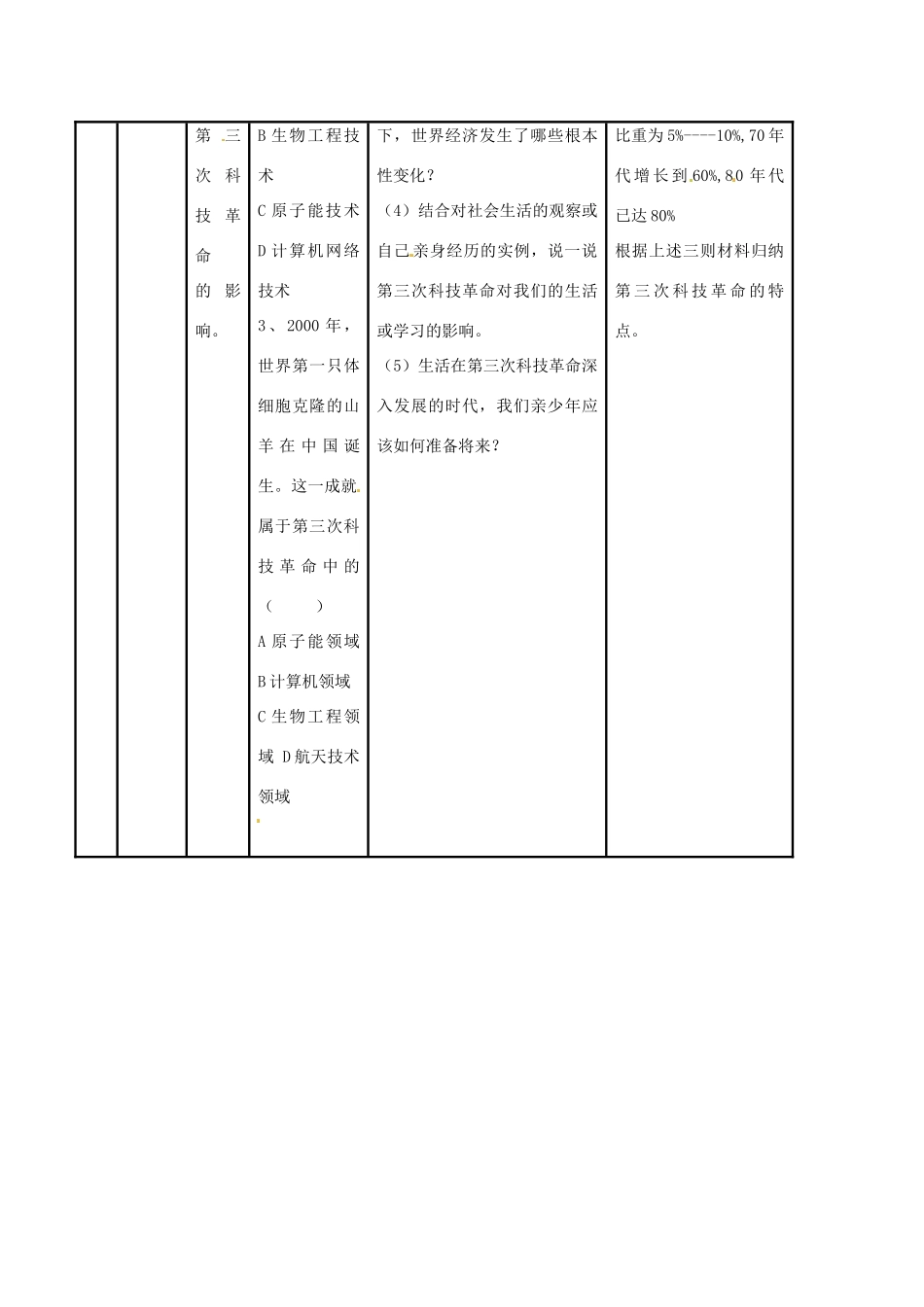 九年级历史下册 5.23《科学技术大发展》学案 华东师大版_第2页