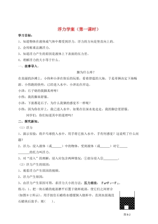 九年级物理 浮力第一课时学案 人教新课标版