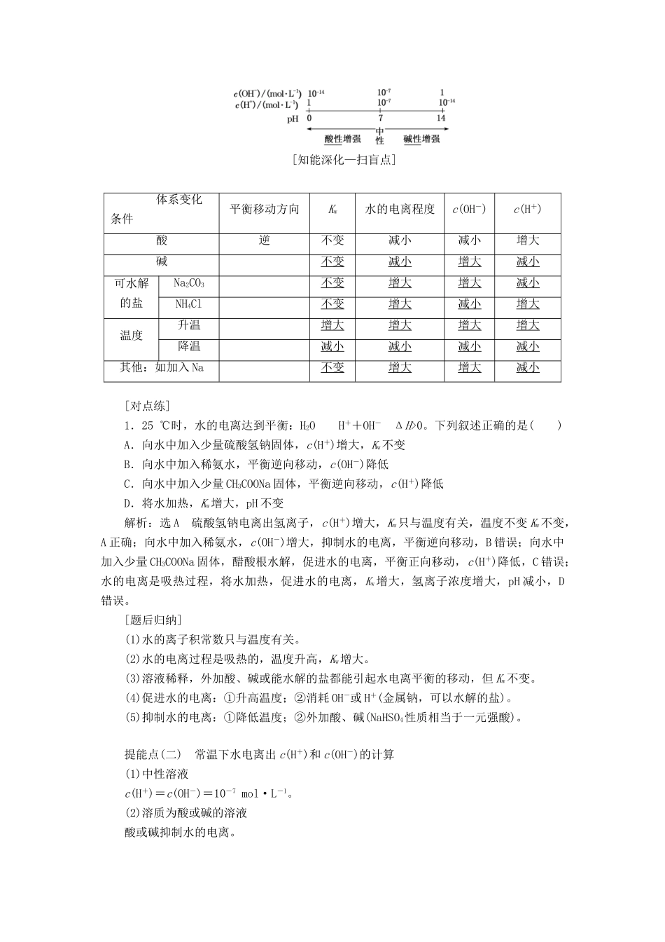 （江苏专版）高考化学一轮复习 专题六 第二十二讲 水的电离 溶液的pH学案（含解析）-人教版高三全册化学学案_第2页